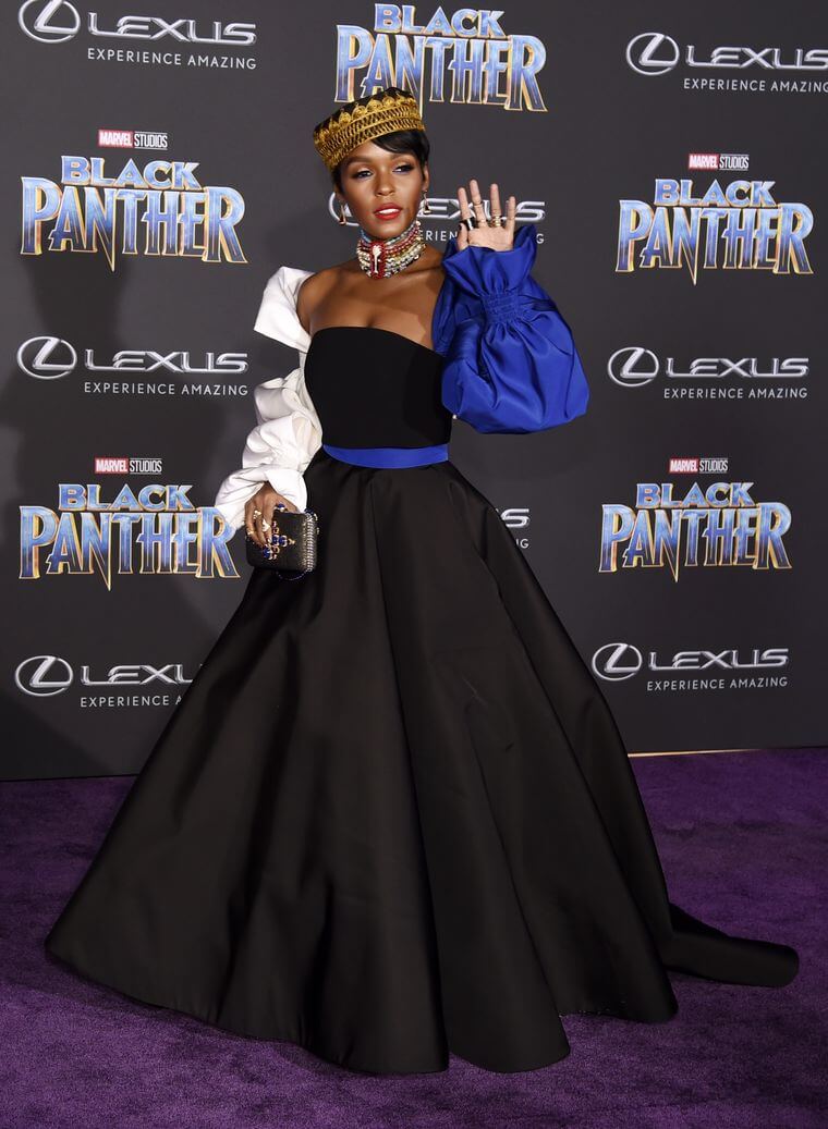 Janelle Monae wears Christian Siriano on the Black Panther Premier Red Carpet