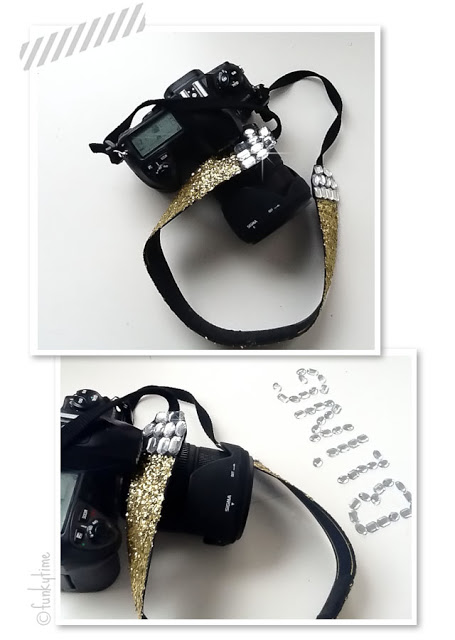 Sparkly Camera Strap: Glitter and rhinestones!