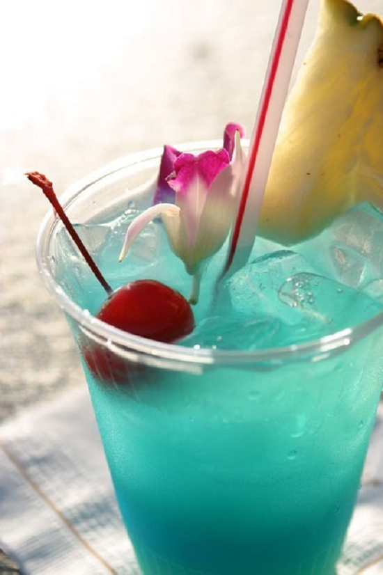 Let's have drinks in Hawaii. Blue Hawaiian