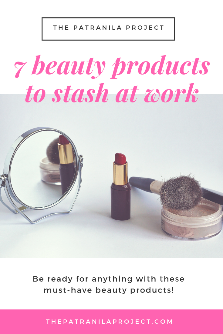 Be ready for anything when you keep these beauty products stashed at work. #makeup #lipstick #eyeliner #workingwomen #workingwoman #professional #women