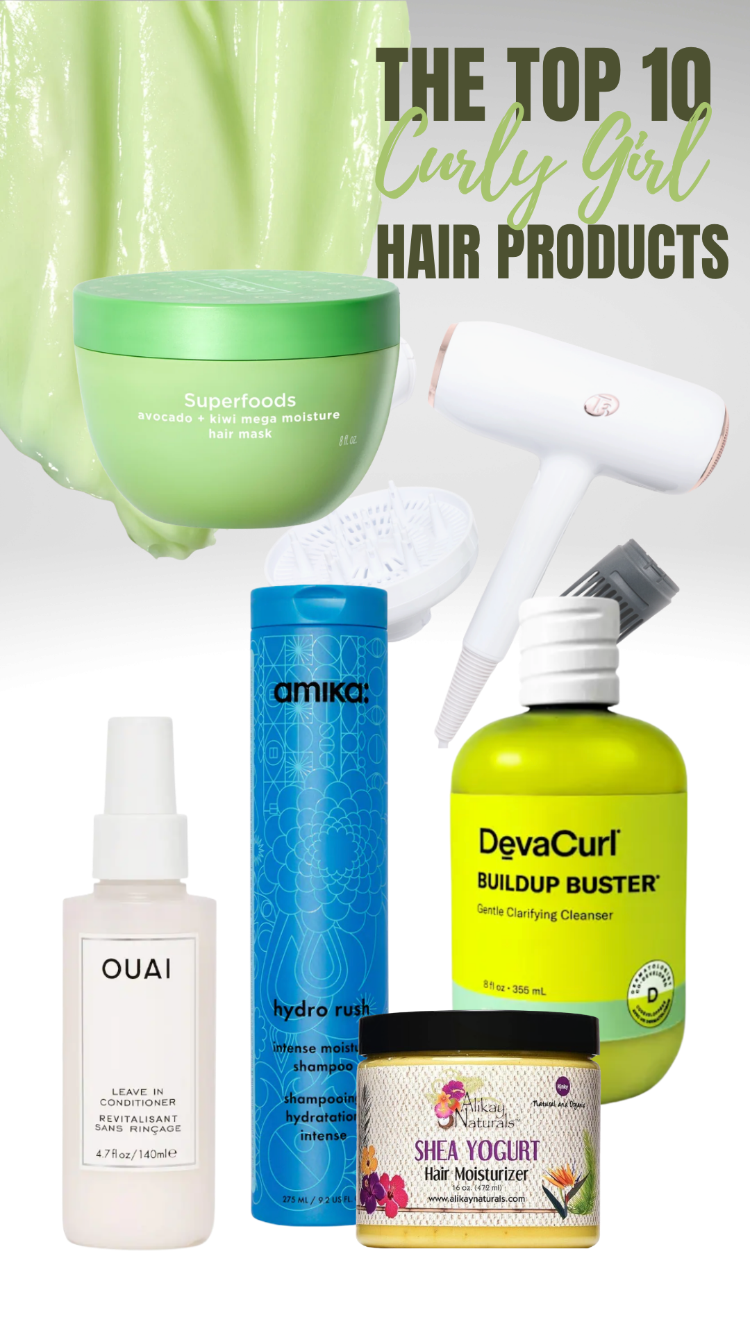 Top 10 hair products for girls with curly, kinky, coily hair.