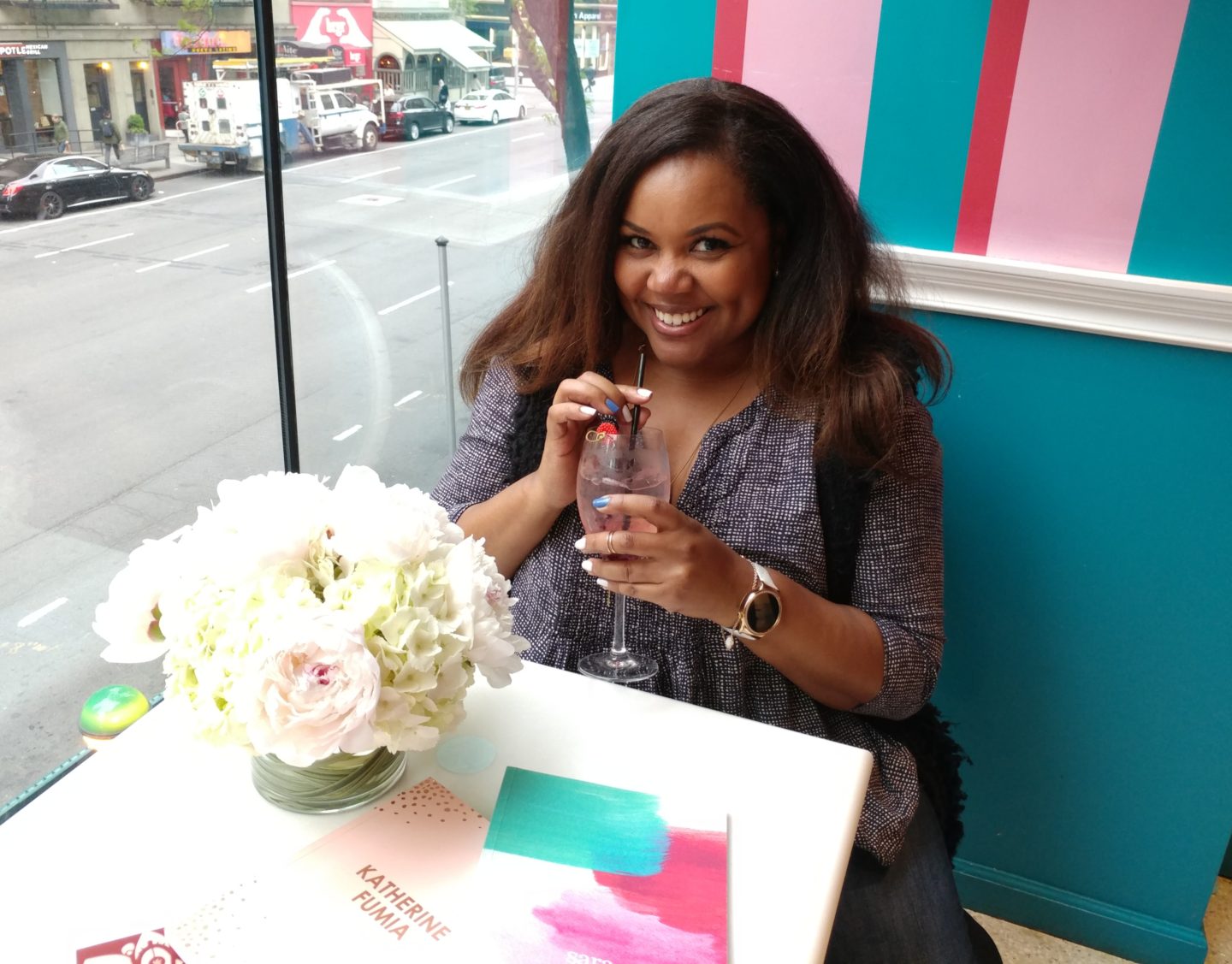 Patranila sips a signature cocktail at the Erin Condren Life Planner Launch