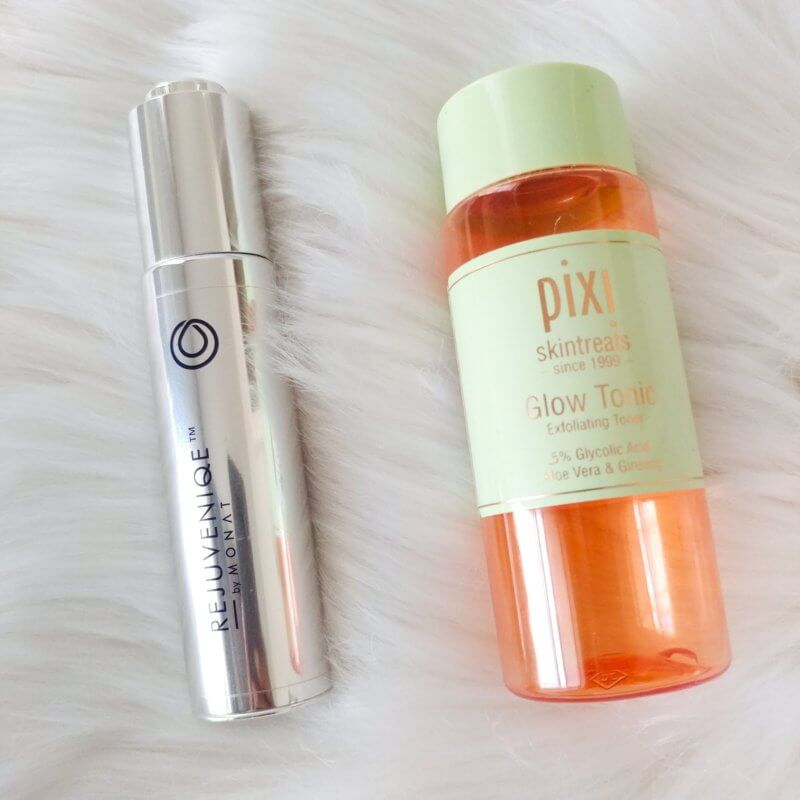 beauty empties monat rejuveniqe oil and pixi glow tonic