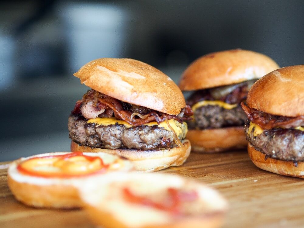 outdoor party food mini burgers