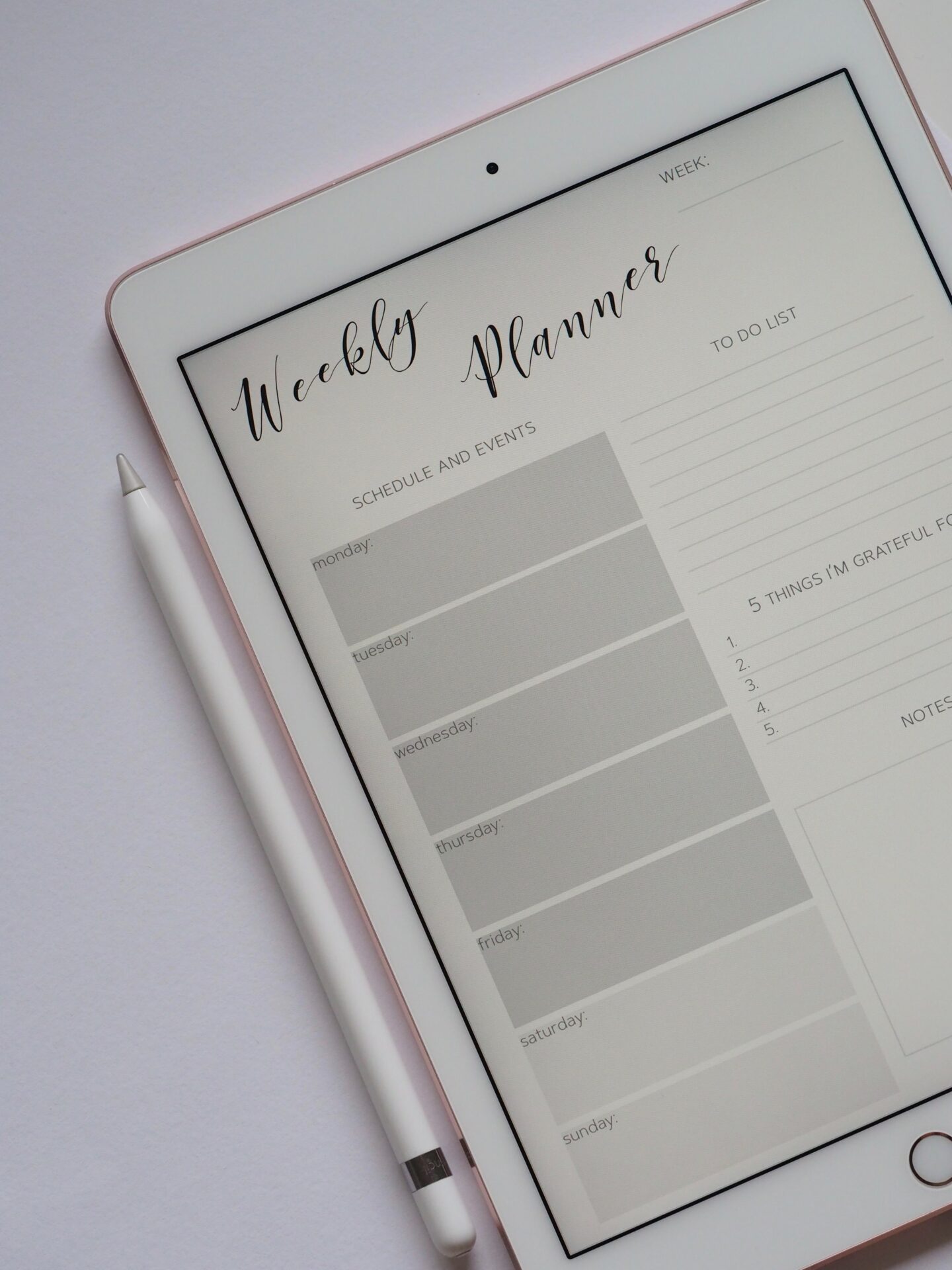 weekly planner on ipad