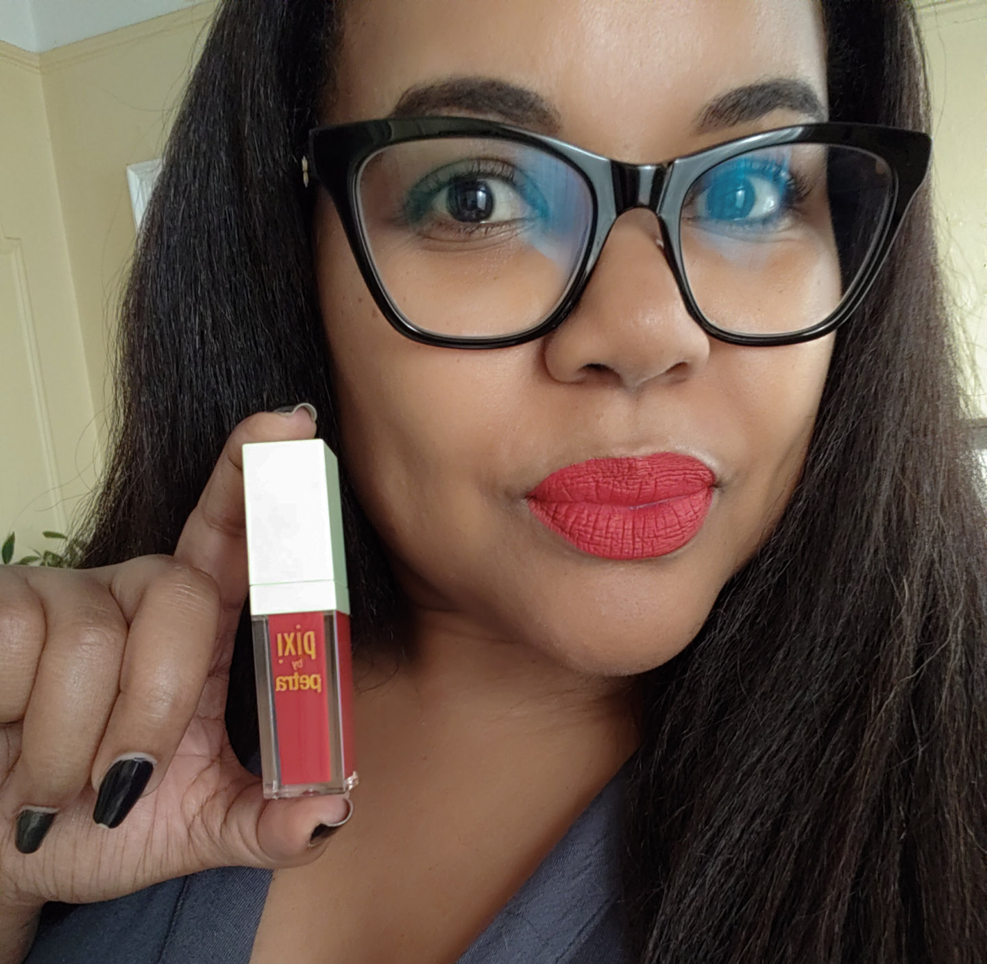 real red matte lipstick swatch