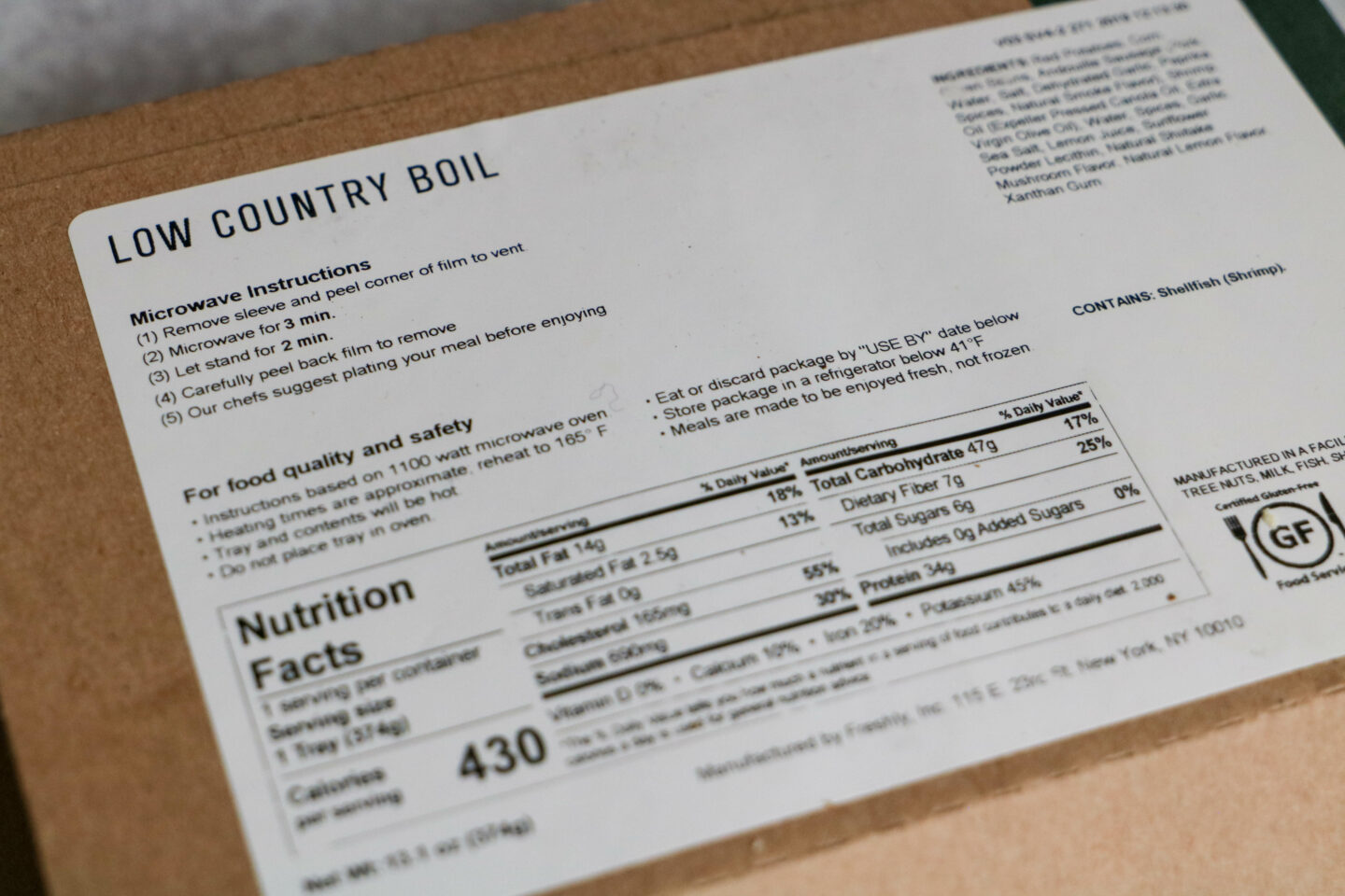 freshly low country boil instructions and nutrition facts