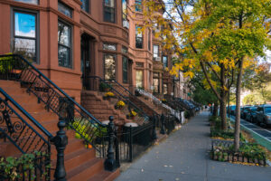 brooklyn new york sidewalk in autumn
